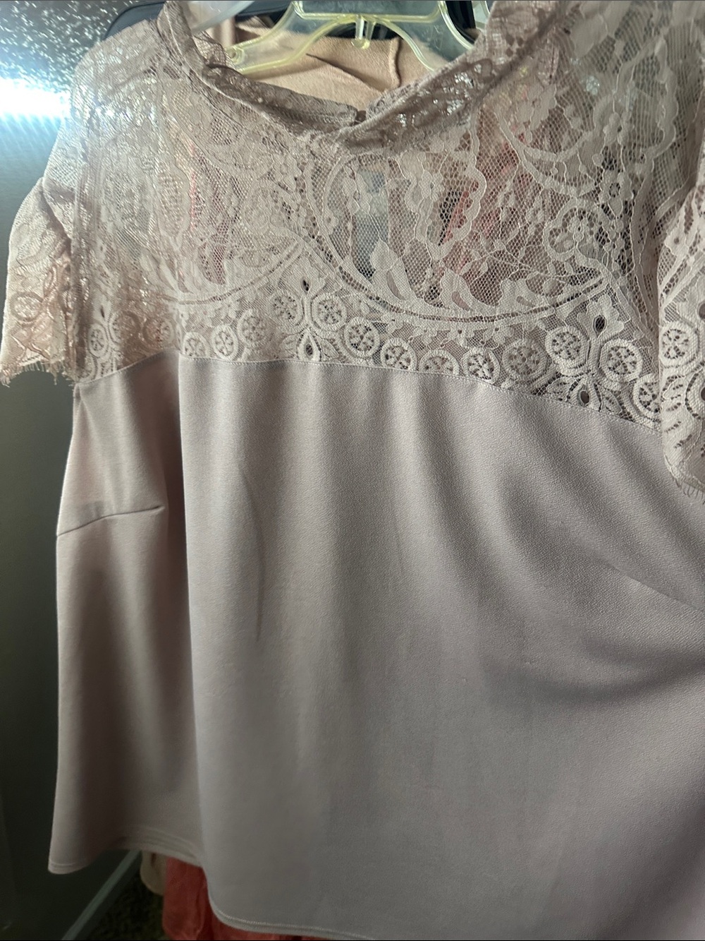 Women's Lace Yoke dress Top - Blush